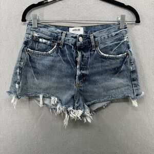 AGOLDE Vintage Parker‎ Distressed Cut-Off Shorts Womens 25 Button Fly Swapmeet